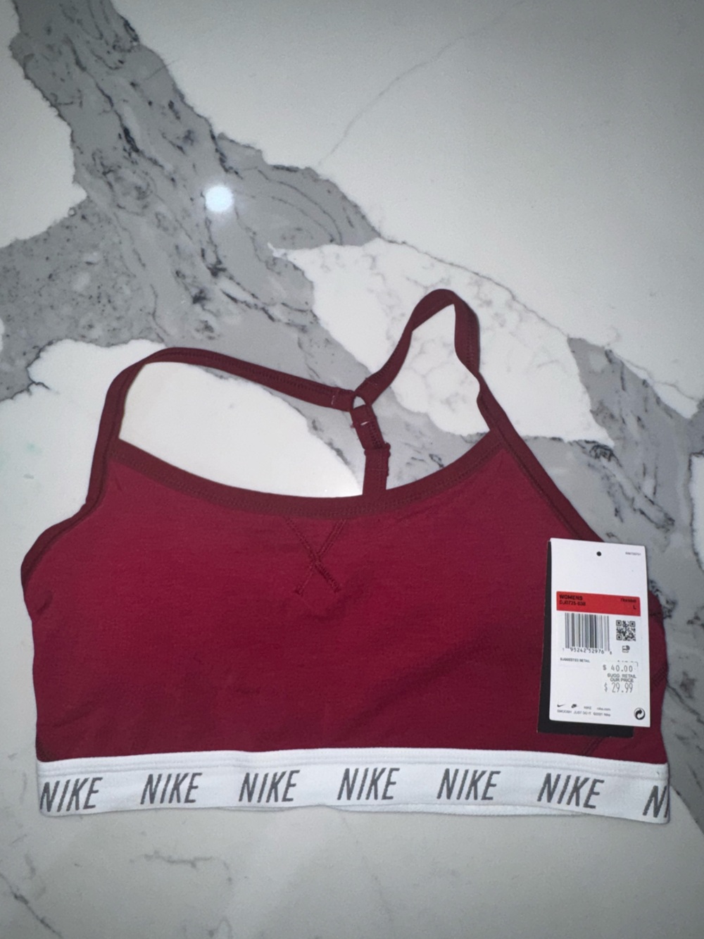 Nike Burgundy Logo-Trim Bralette